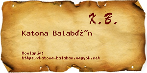 Katona Balabán névjegykártya